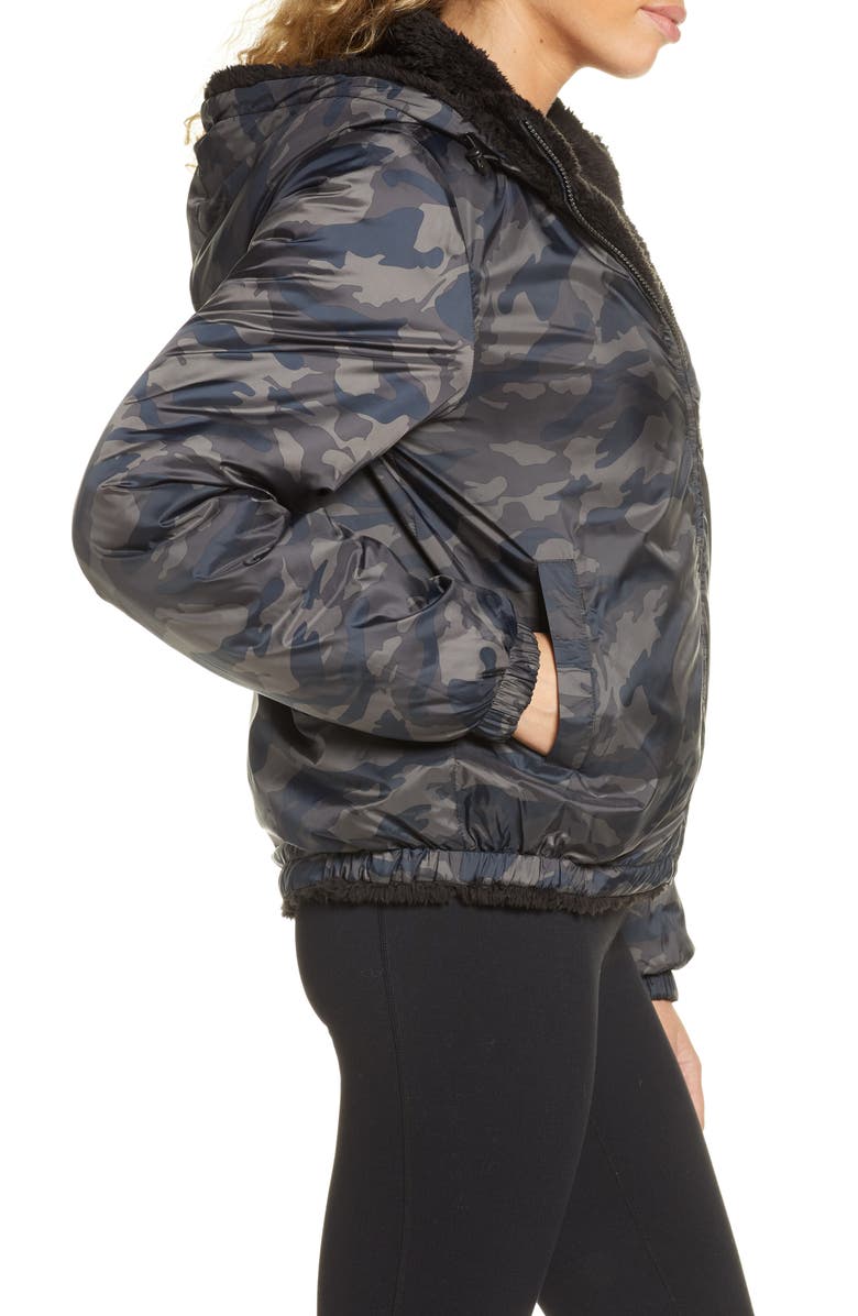 Zella Reversible Faux Shearling Puffer Jacket, Alternate, color, 