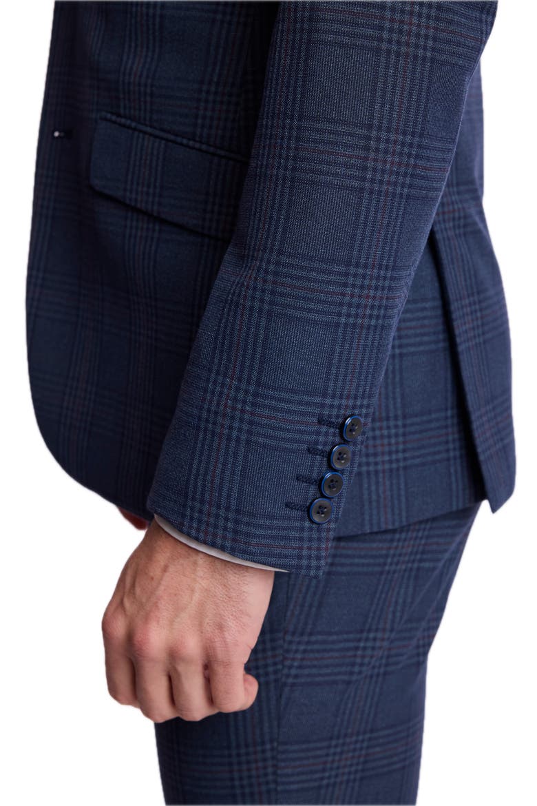 Dover Slim Notch Lapel Suit Jacket, Alternate, color, NAVY BURGUNDY PLAID