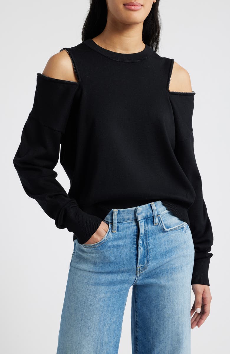 DKNY Zip Shoulder Sweater, Alternate, color,