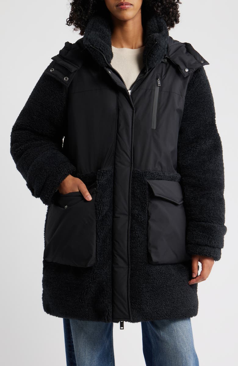 UGG<sup>®</sup> Kaysin Fleece Trim Down Parka, Main, color, Black