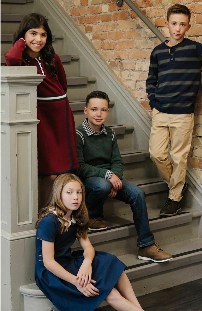 Hope & Henry Girls' Organic Henley Sweater Dress, Toddler, Alternate, color, Oxblood With Tipping