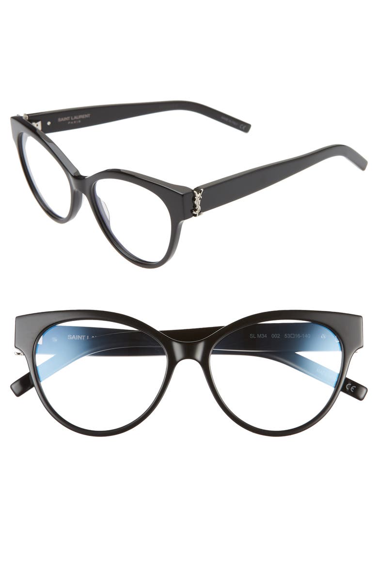 Saint Laurent 53mm Cat Eye Optical Glasses, Main, color,