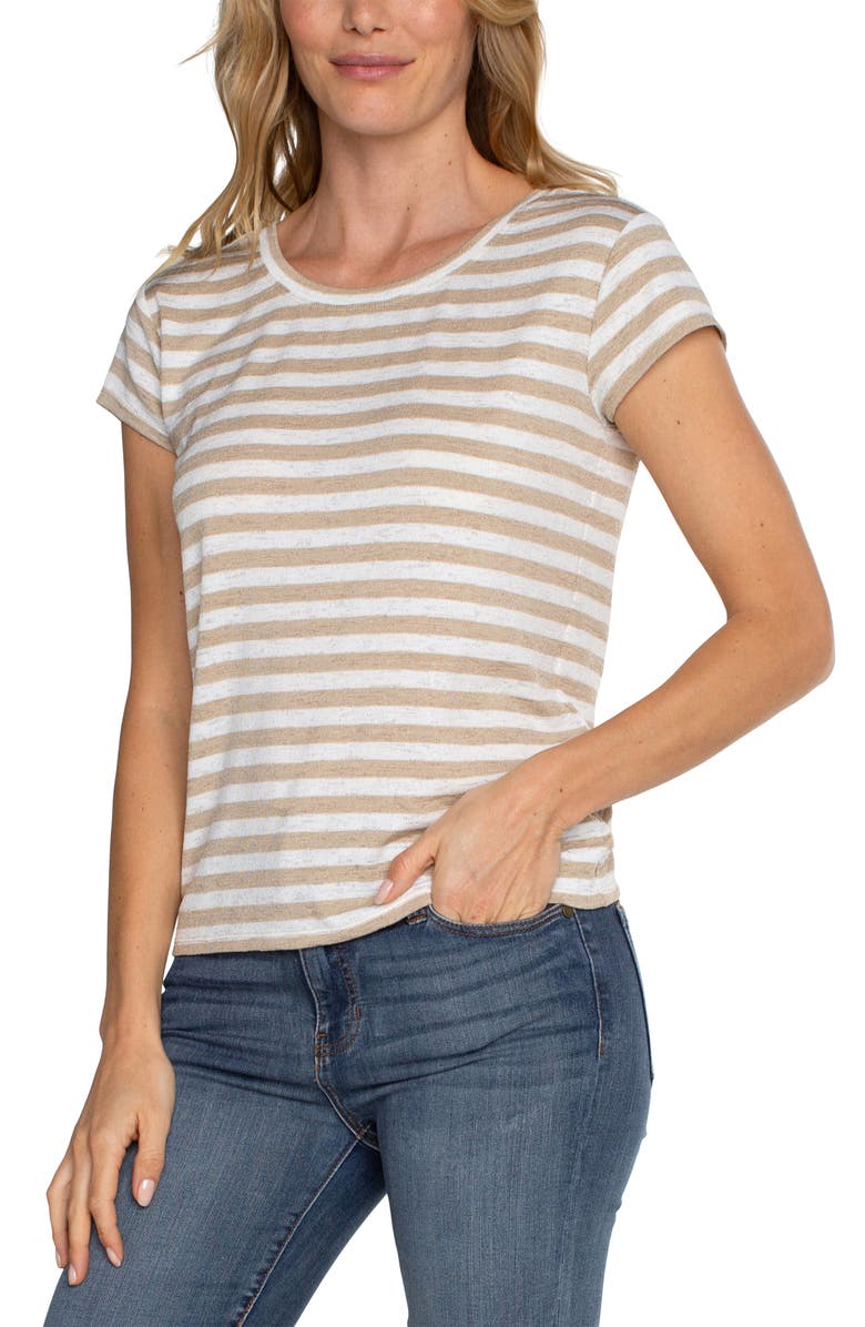 Liverpool Stripe Cinch Back Knit Top, Alternate, color, Cream W Tan Str