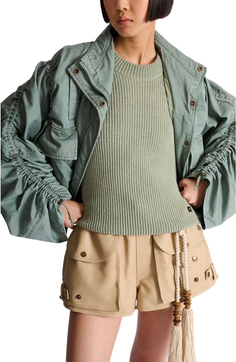 Balmain Cotton gabardine parka, Alternate, color, Green