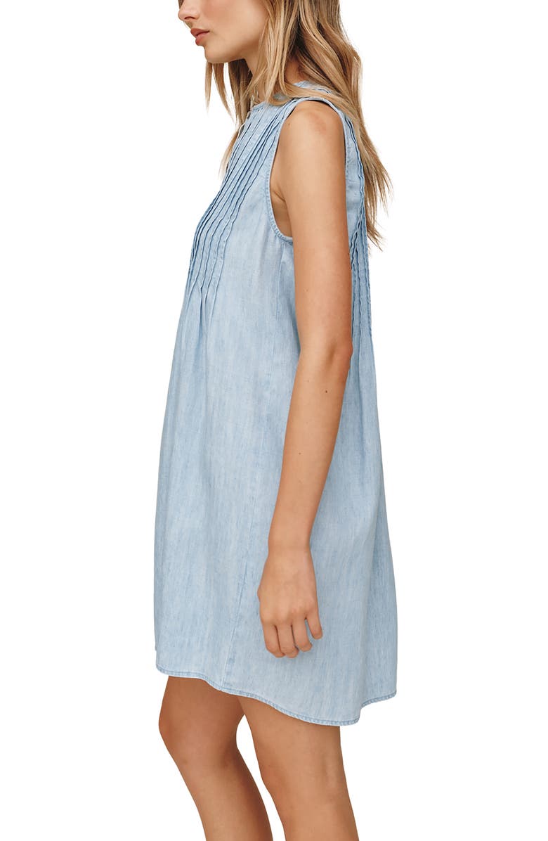 Bella Dahl Pintuck Sleeveless Denim Minidress, Alternate, color, Sun Bleached Wash