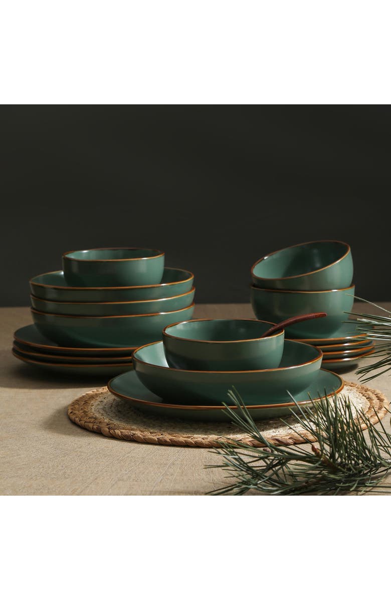 Stone Lain Brasa Stoneware 16-Piece Dinnerware Set, Alternate, color, Green