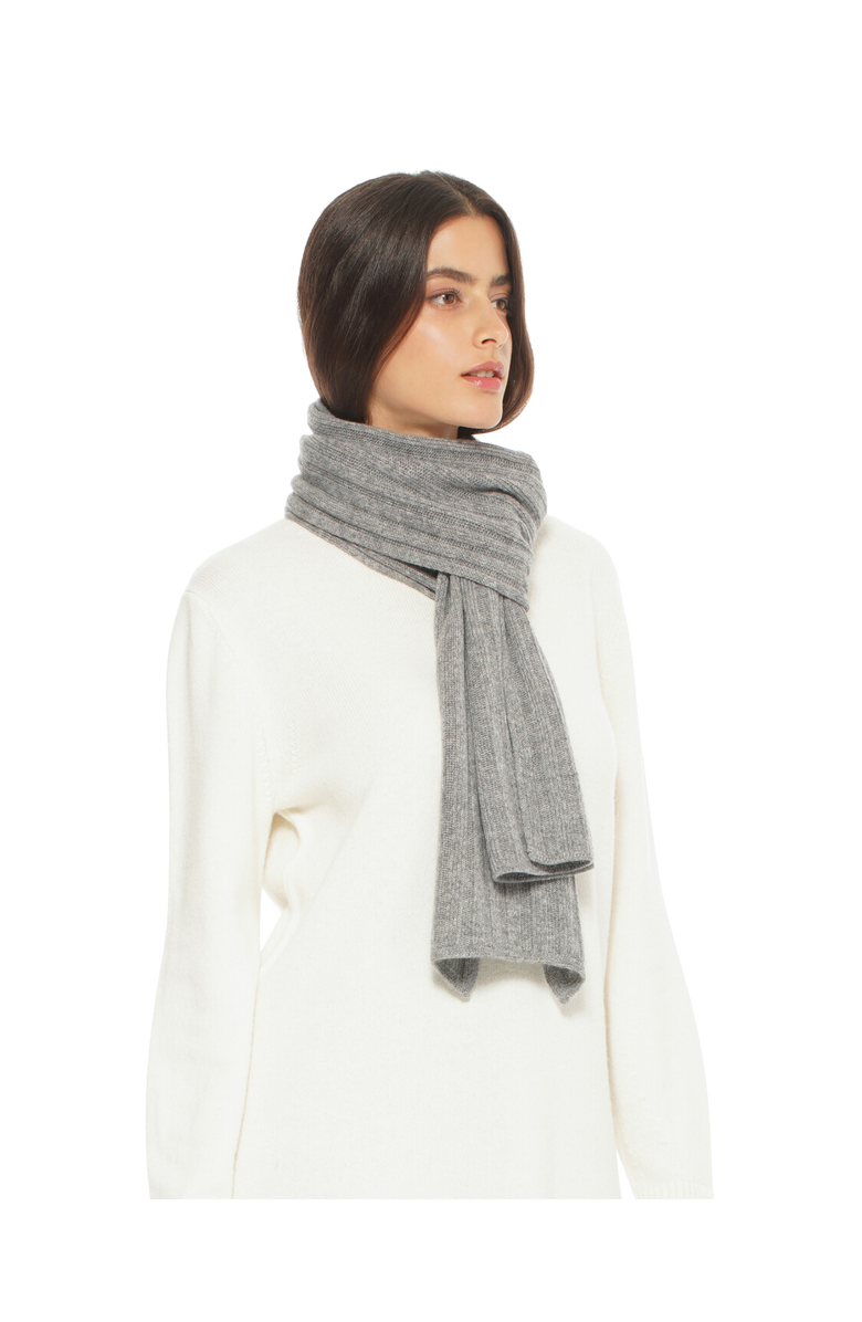 Monticelli Cashmere Pure Cashmere Plush-Ribbed Scarf, Alternate, color, Melange Grey