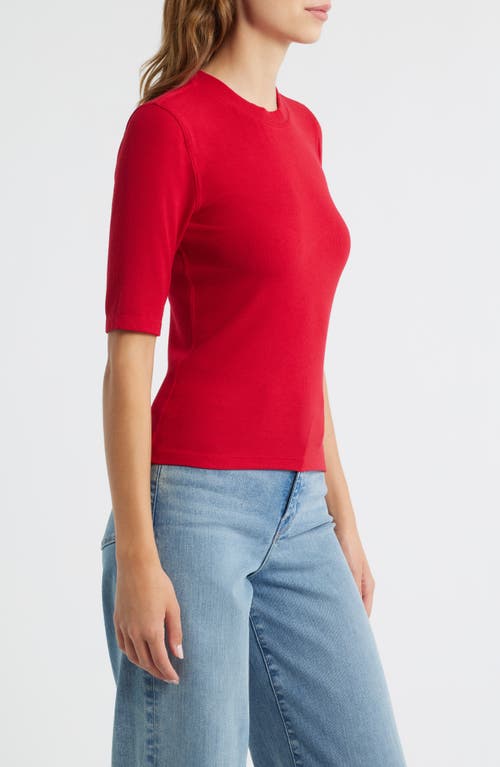 Frame Rib Crewneck T-shirt In Red
