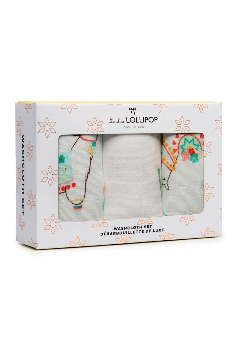 Deluxe Pack of 3 Llama Washcloths, Alternate, color, LLAMA