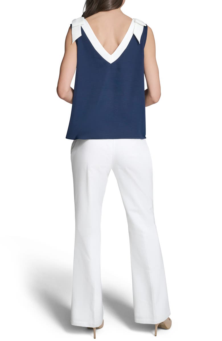 KARL LAGERFELD PARIS Bow Shoulder Top, Alternate, color, Naval Academy