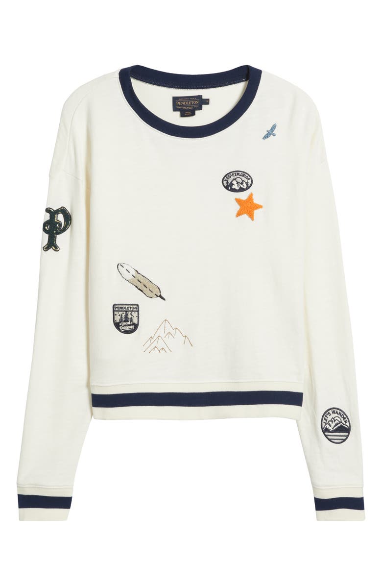 Pendleton Explorer Appliqué Cotton Sweatshirt, Alternate, color, Antique White