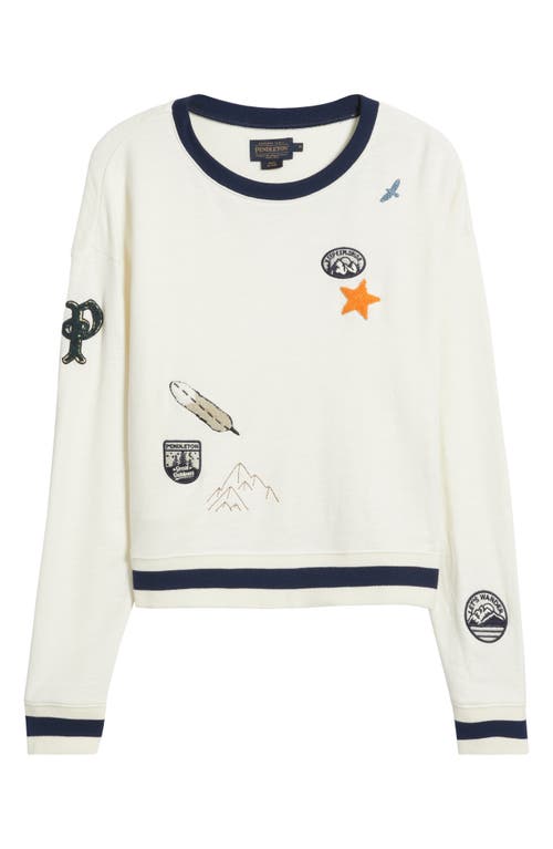 Pendleton Explorer Appliqué Cotton Sweatshirt In Antique White