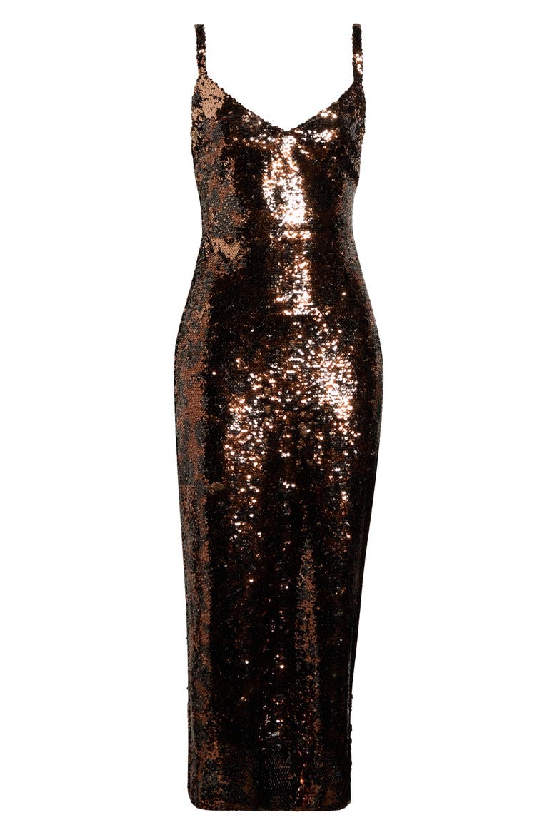 Noella Leopard Sequin Midi Sheath Dress, Alternate, color, BROWN MULTI AMUR LEOPARD