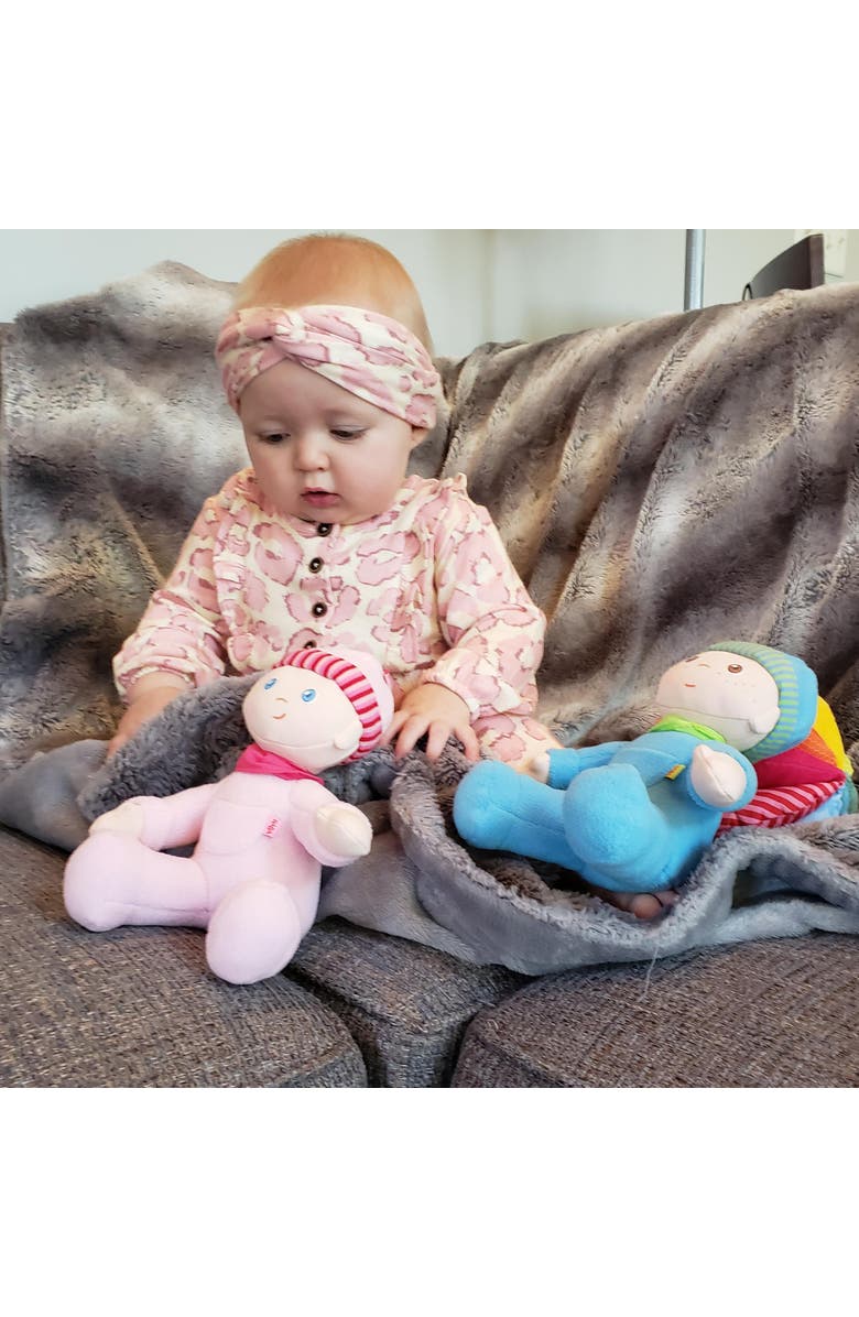 HABA Doll Snug Up Luisa 8" My First Baby Doll, Machine Washable & Safe for Birth & Up, Newborn Toys for Baby Shower Gifts, Alternate, color, Pink Multi