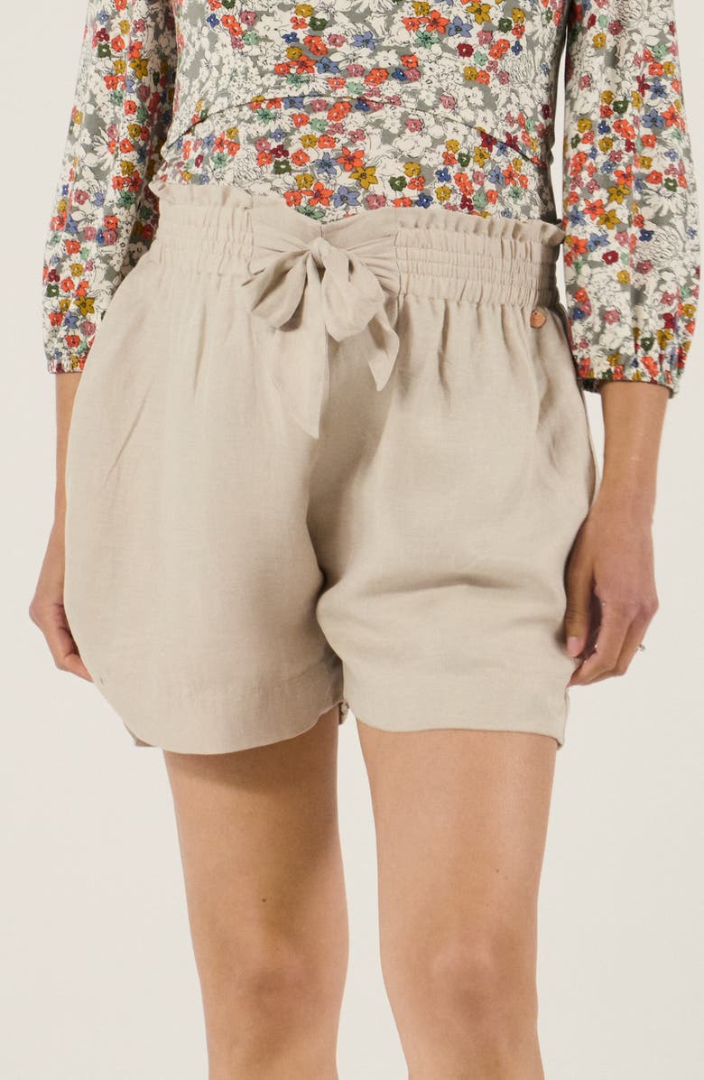 Cache Coeur Maternity Twill Smock Shorts Nubie, Main, color, Beige