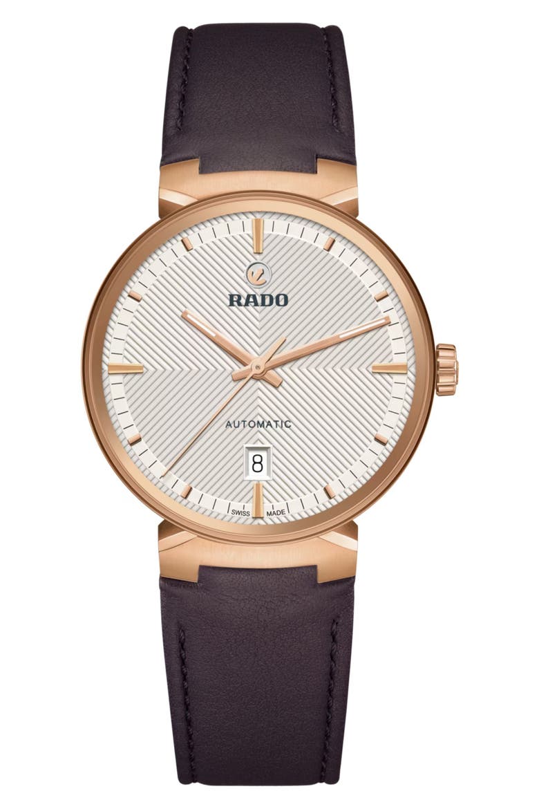 Florence Automatic Leather Strap Watch, 39mm, Main, color, BROWN