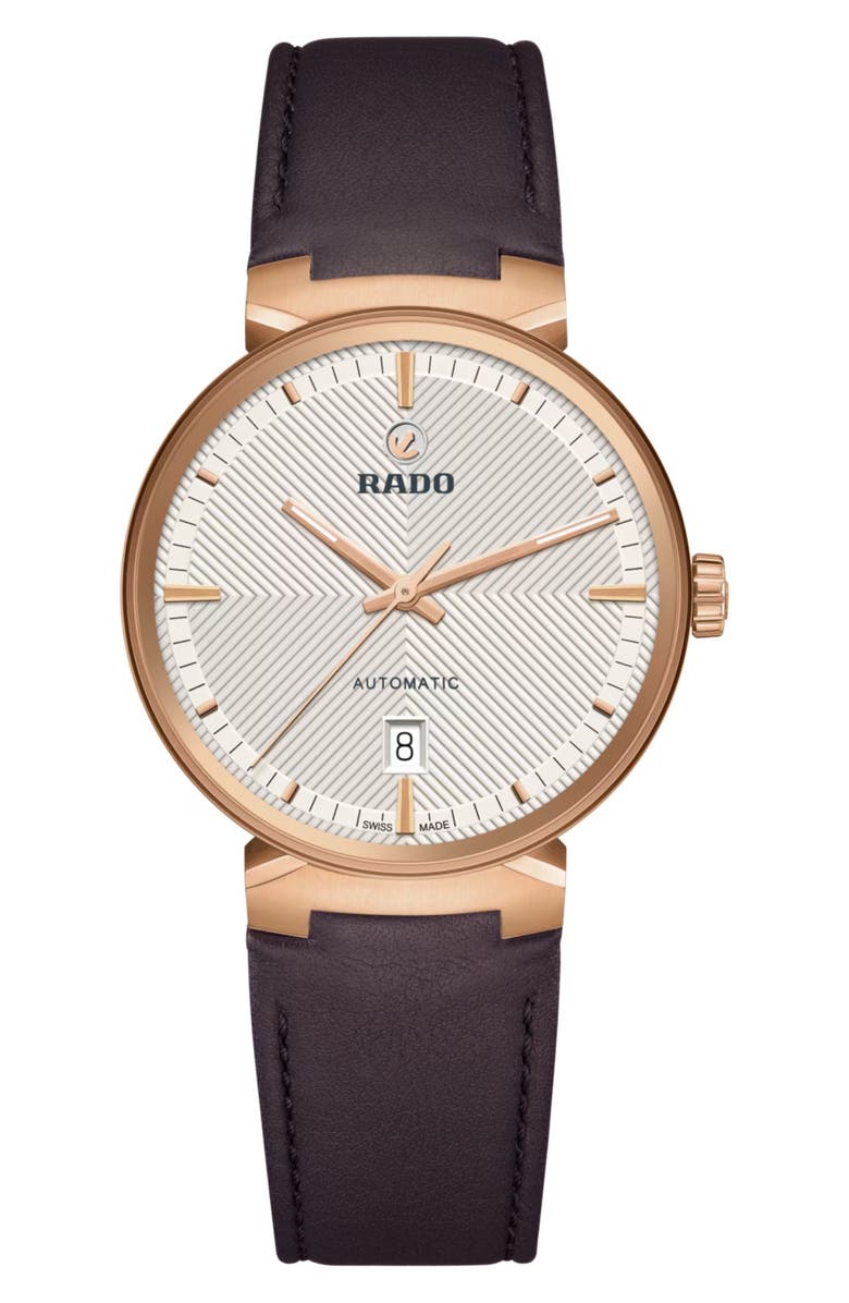 RADO Florence Automatic Leather Strap Watch, 39mm, Main, color, Brown