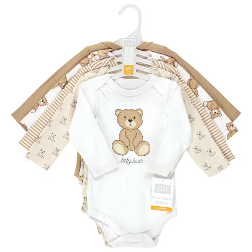 Hudson Baby Cotton Long-sleeve Bodysuits 5-pack In White
