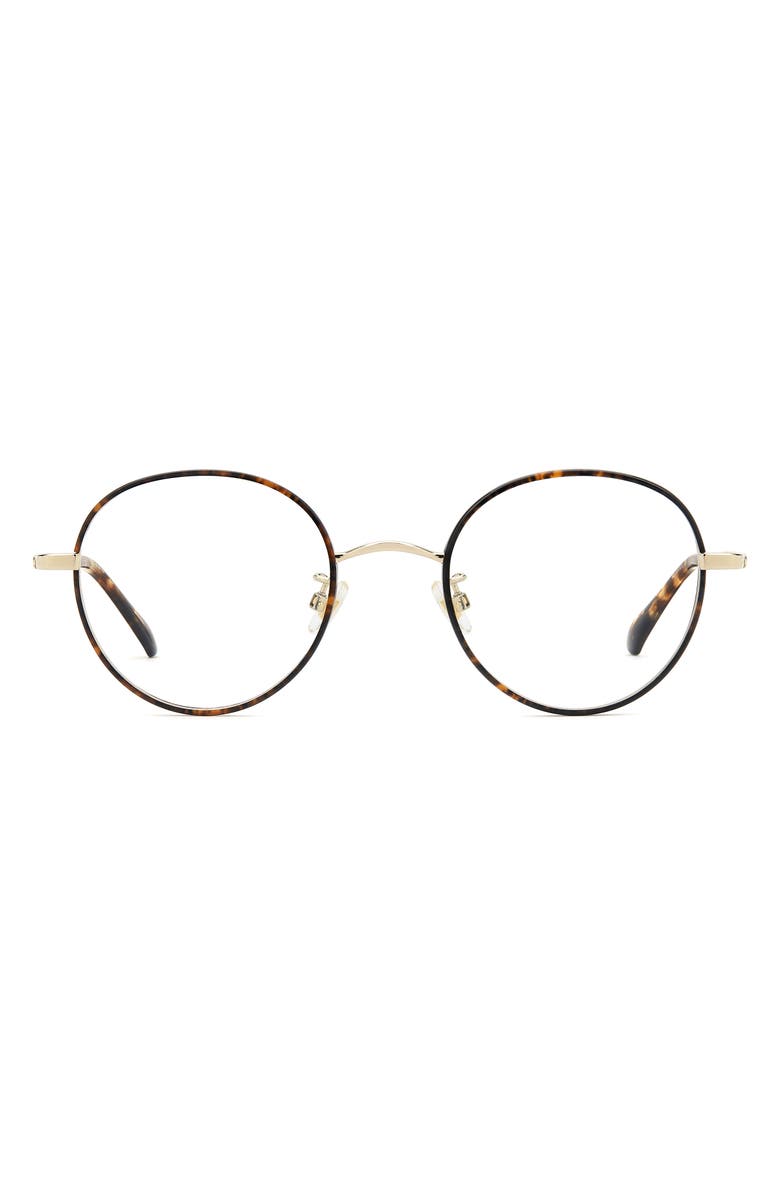 Kate Spade New York helka 49mm small round optical glasses, Main, color, Havana Gold