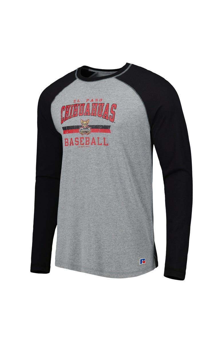 BOXERCRAFT Men's Black/Heathered Gray El Paso Chihuahuas Long Sleeve Baseball T-Shirt, Alternate, color,