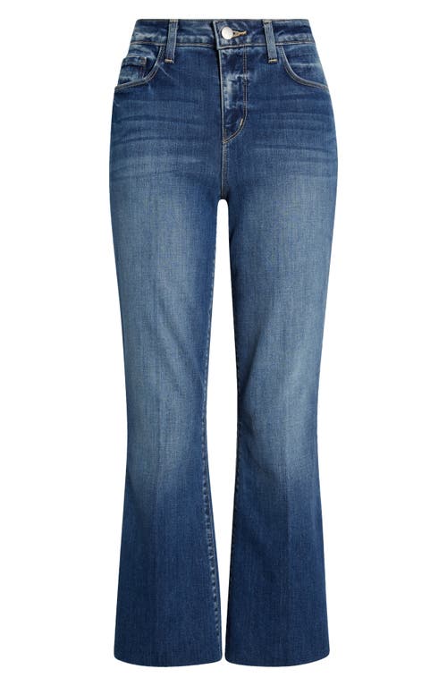 L Agence Kendra Cropped Distressed High-rise Flared Jeans In Blue