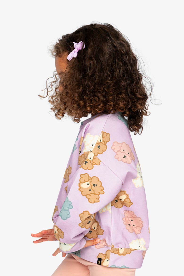 French Terry Poodle Round Neck Sweatshirt, Alternate, color, Purple Poodle Print