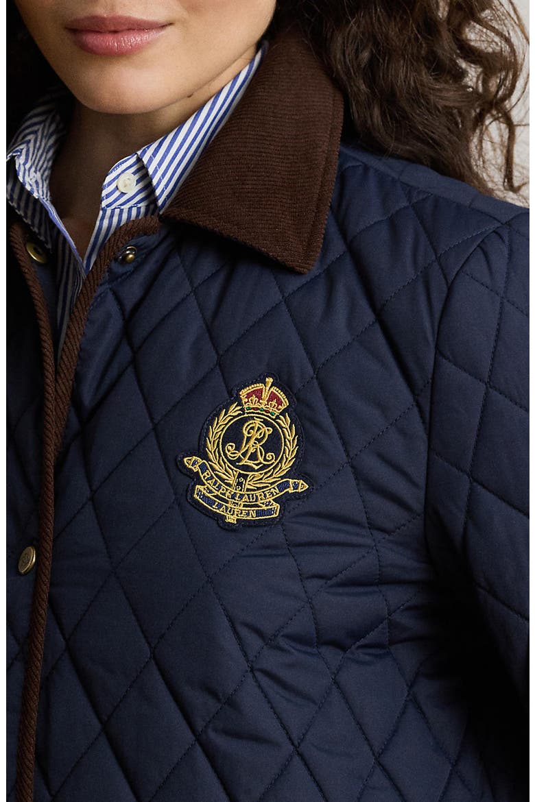 Crested Diamond Quilted Coat, Main, color, DK NAVY