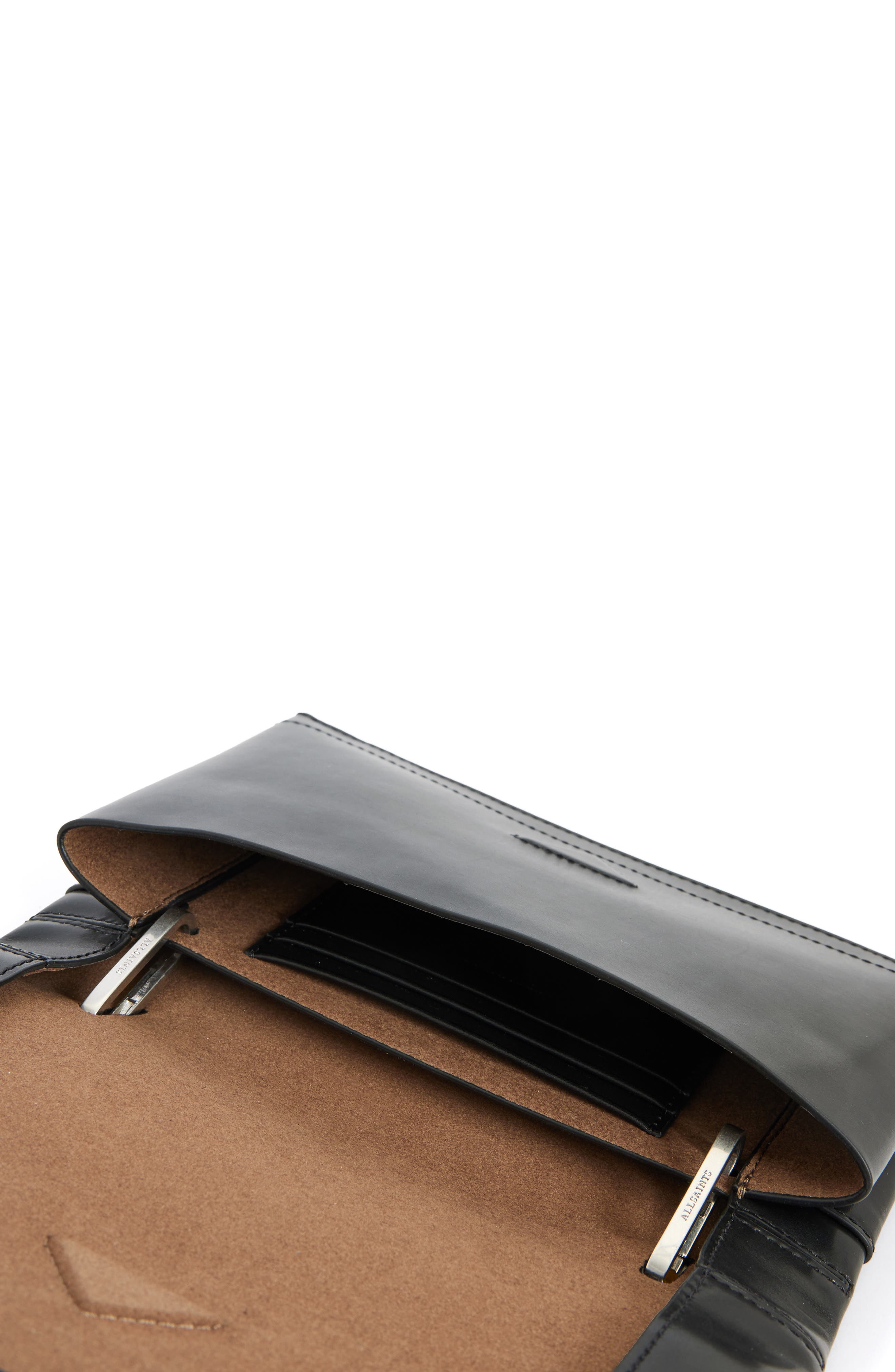 AllSaints Yua Leather Clutch, Alternate, color, 