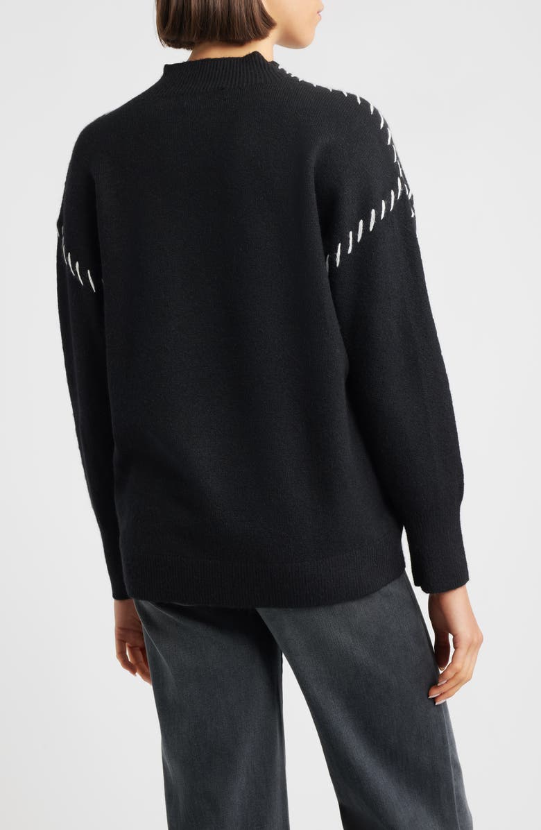 CITY BLUES Lutetia Relaxed Whipstich Sweater, Alternate, color, Black