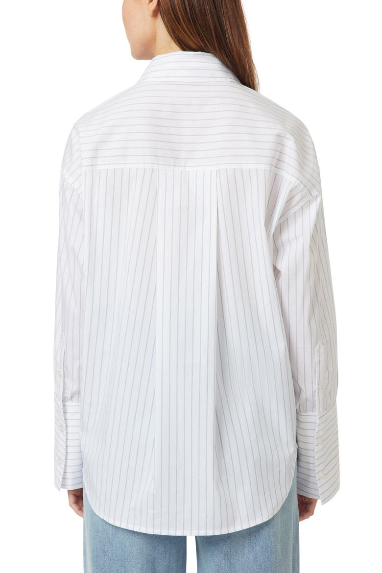 Oversize Stripe Poplin Button-Up Shirt, Alternate, color, BRIGHT WHITE STRIPE