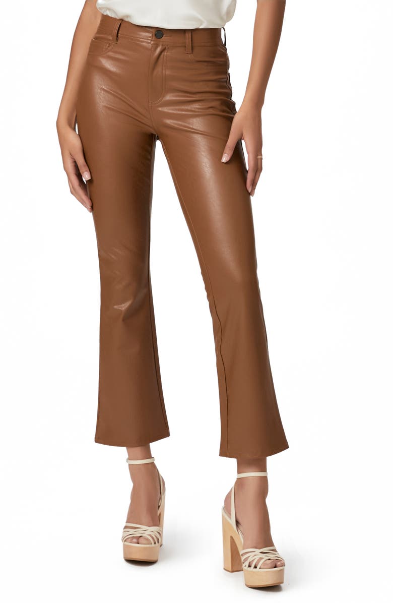 PAIGE Claudine Faux Leather Flare Leg Ankle Pants, Main, color, 