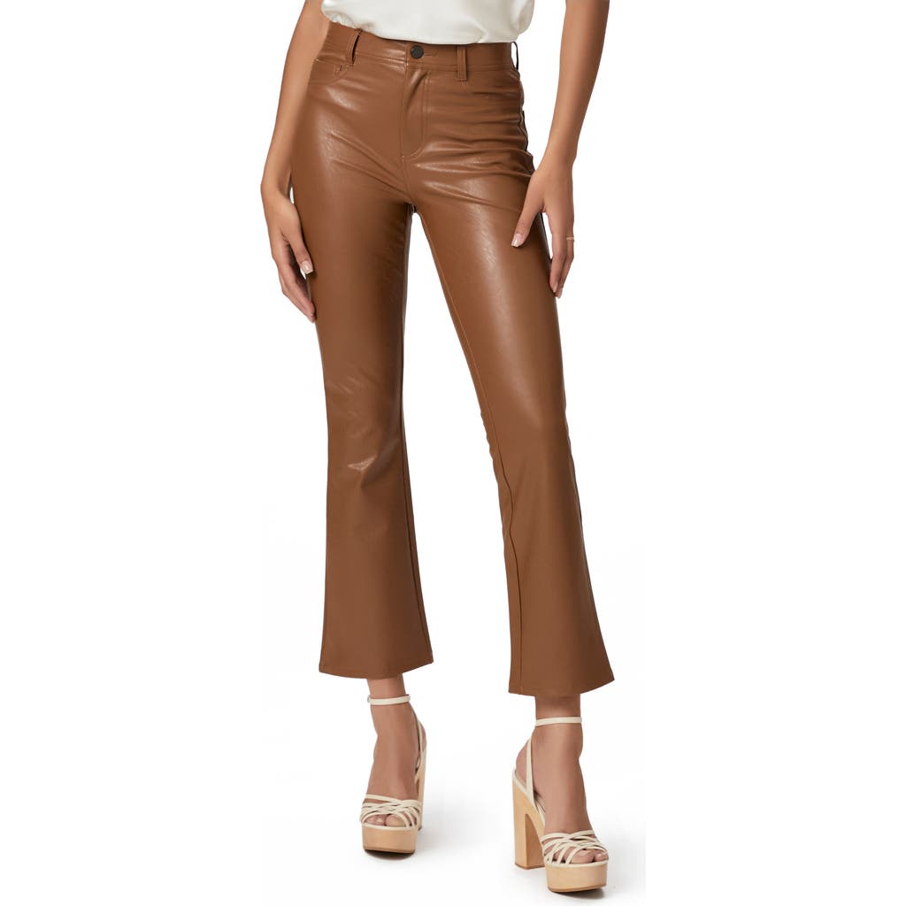 Paige Claudine Faux Leather Flare Leg Ankle Pants In Brown