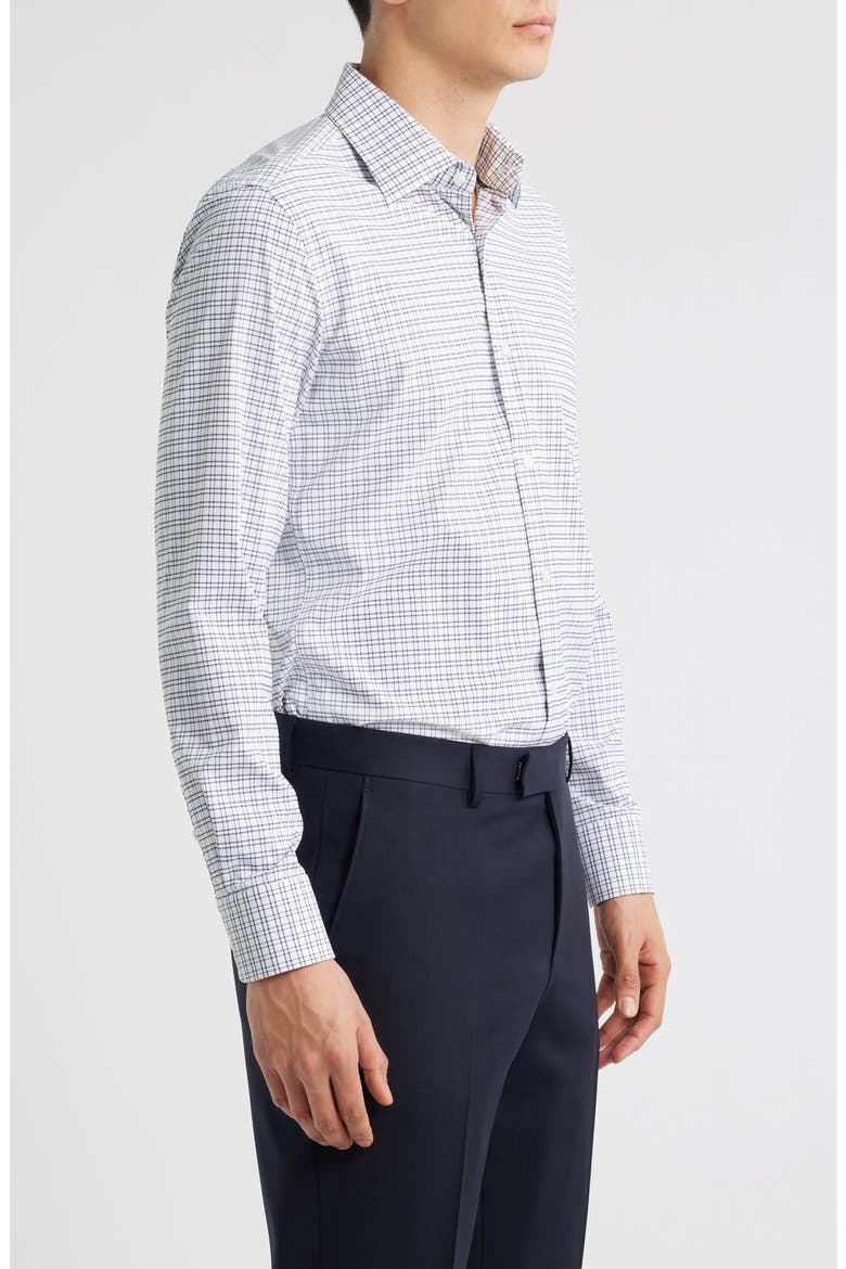Hank Kent Slim Fit Plaid Performance Twill Dress Shirt, Alternate, color, DARK BLUE