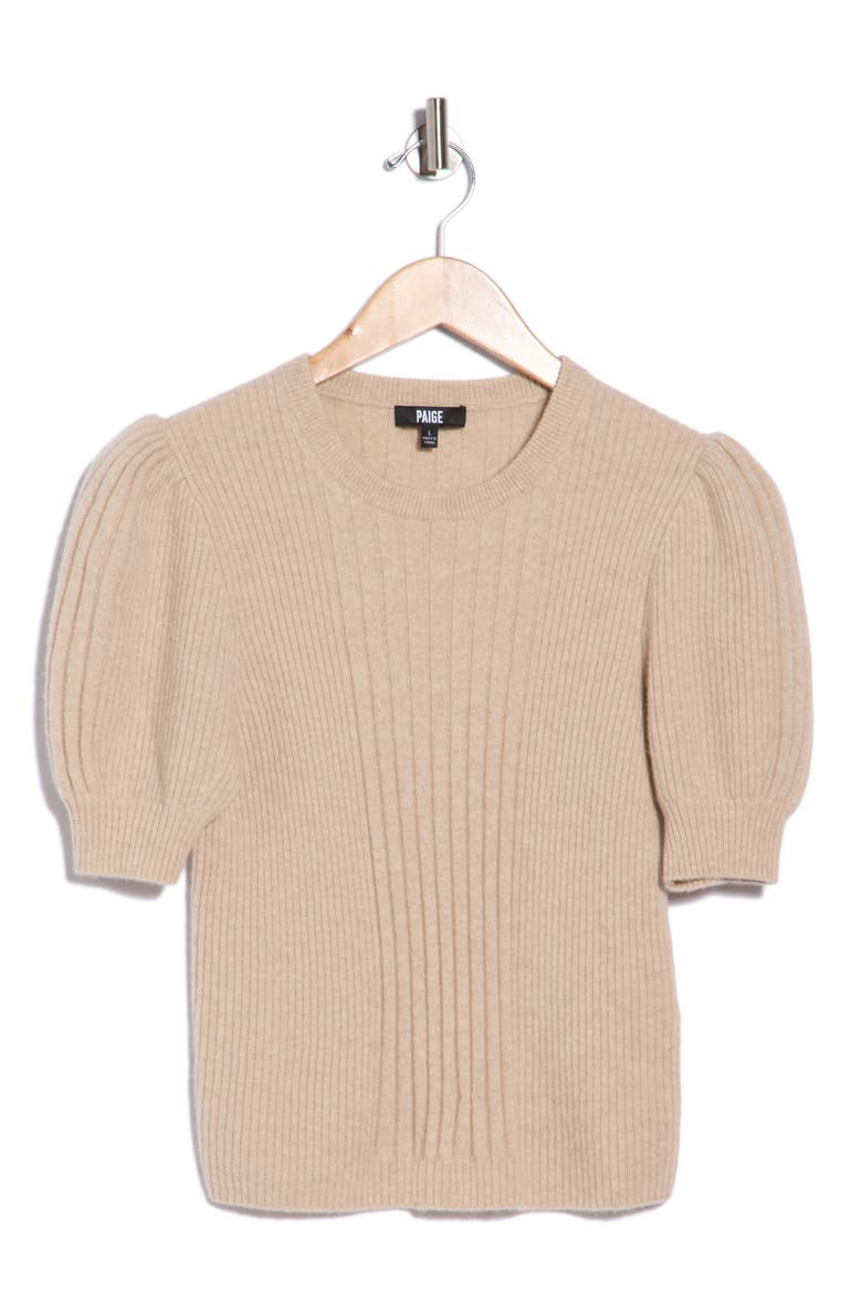 Kato Puff Shoulder Rib Sweater, Alternate, color, OATMEAL