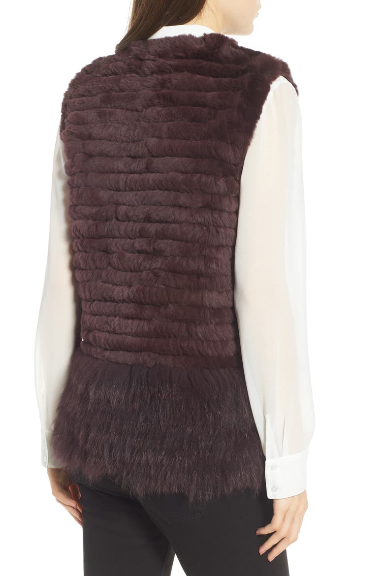 Genuine Rabbit & Fox Fur Vest, Alternate, color, WINE