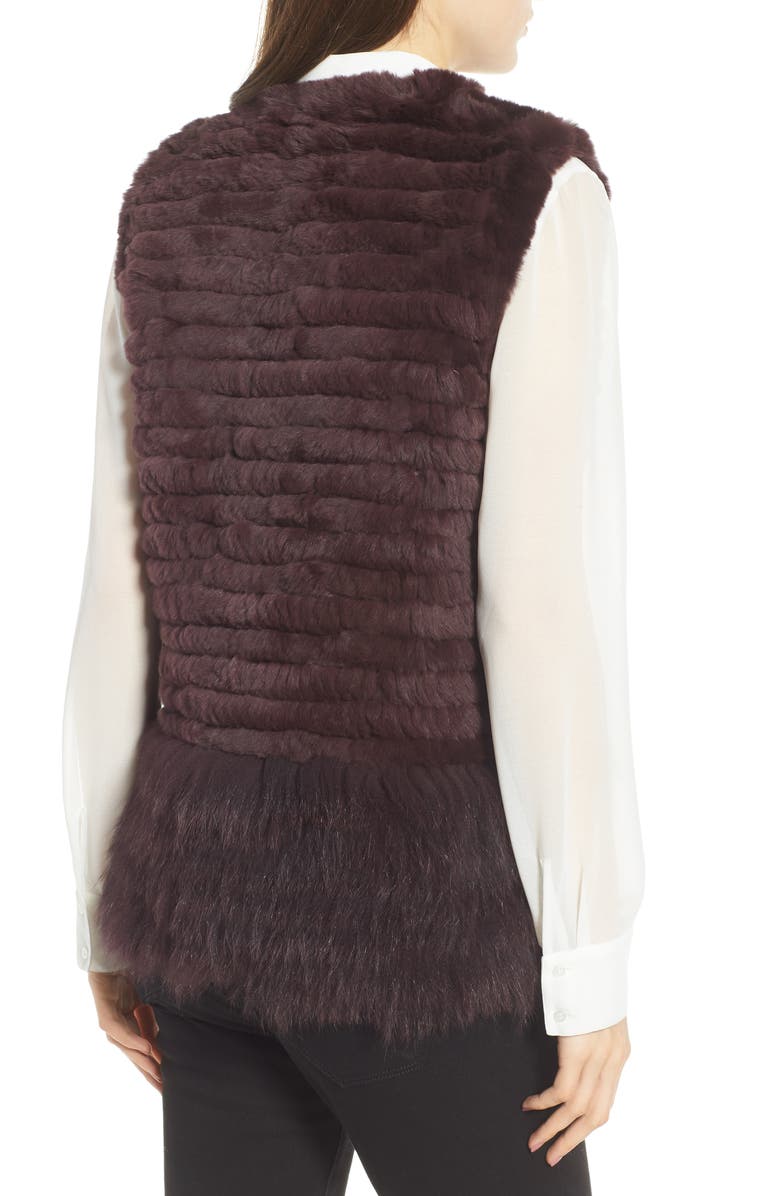 Love Token Genuine Rabbit & Fox Fur Vest, Alternate, color, Wine