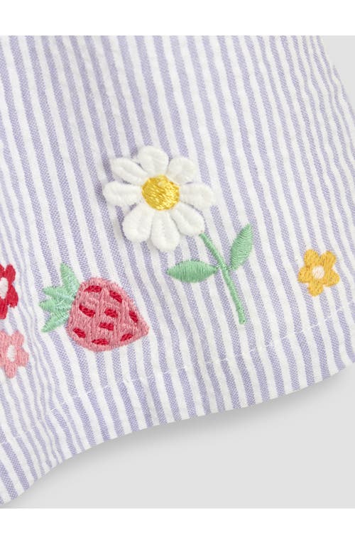 Jojo Maman Bébé Jojo Maman Bebe Strawberry Embroidered Smocked Dress With Bloomers In Lilac