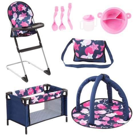 9 in 1 Doll Accessory Set with Travel Bed & Highchair