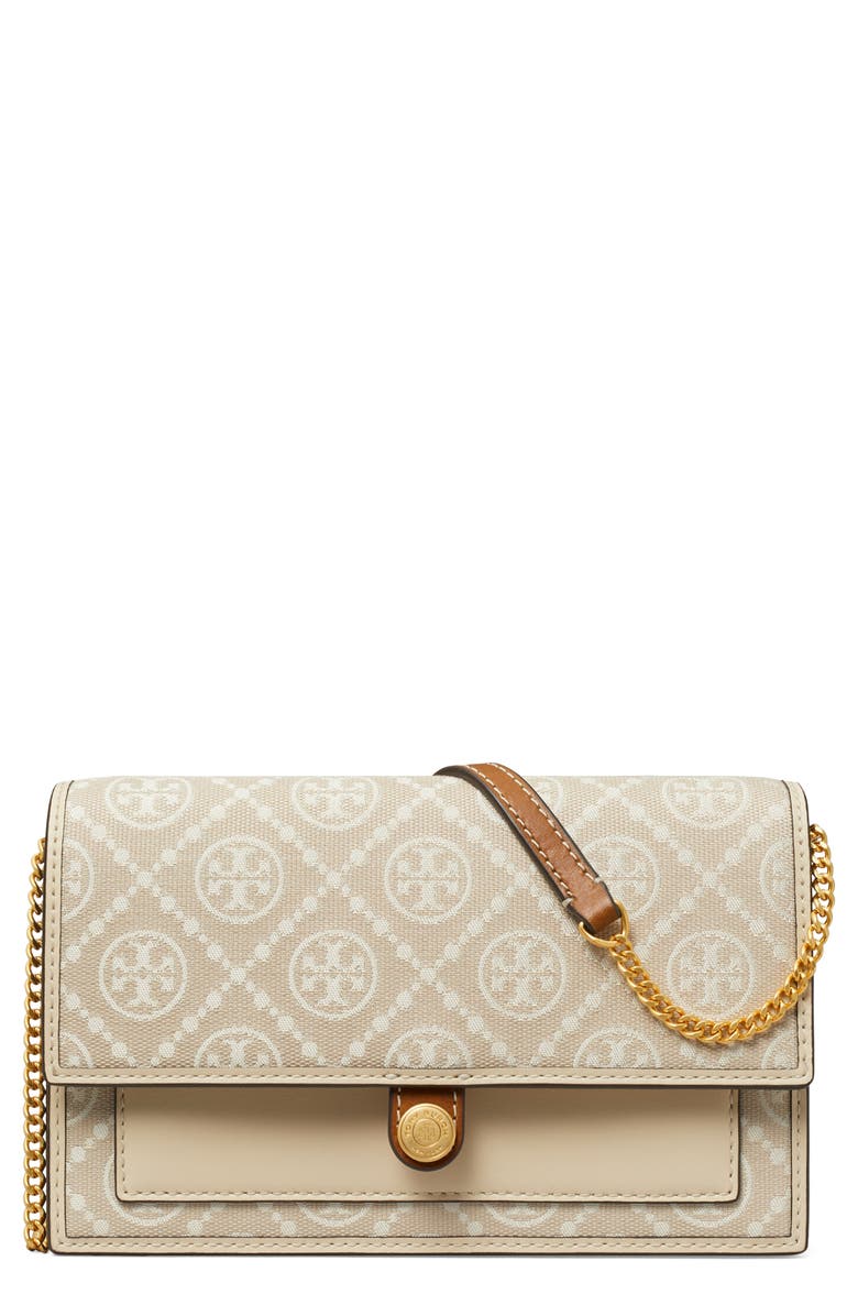 Tory Burch T Monogram Wallet on a Chain, Main, color, 