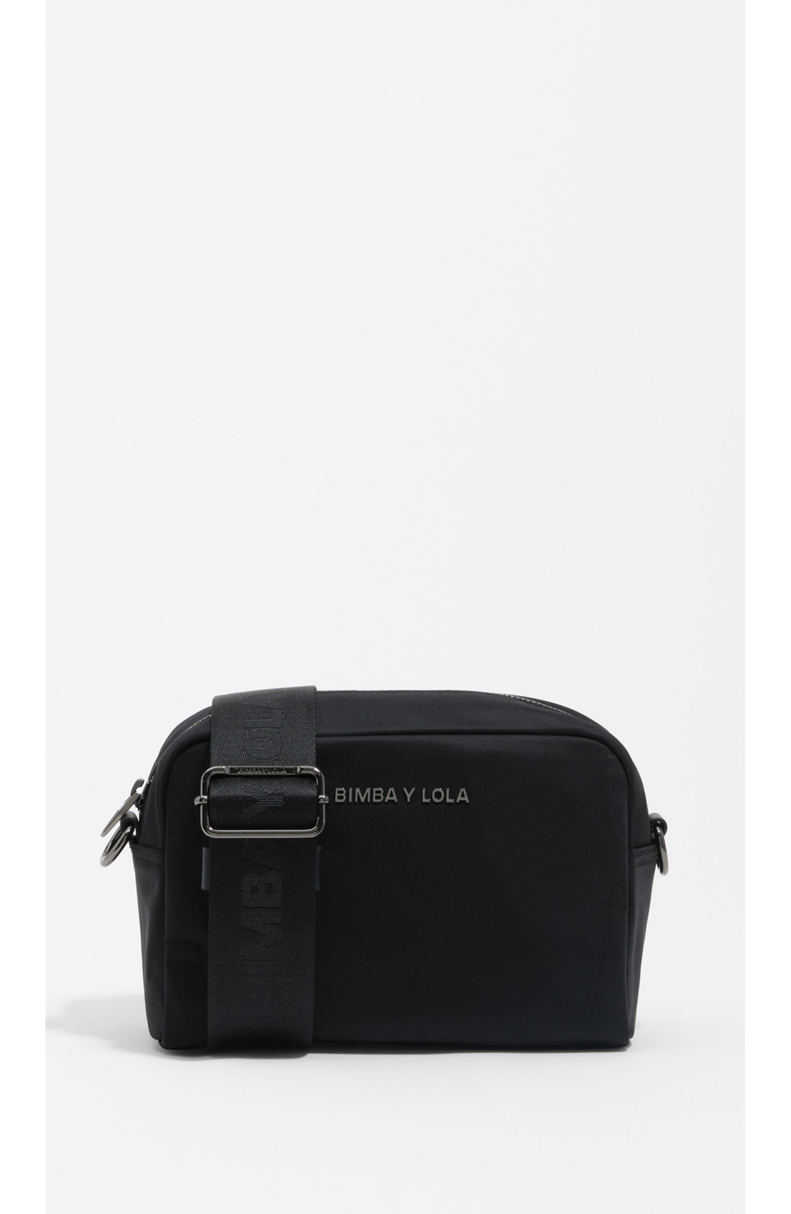 Bimba y Lola Nylon Rectangular Crossbody Bag, Main, color, Black