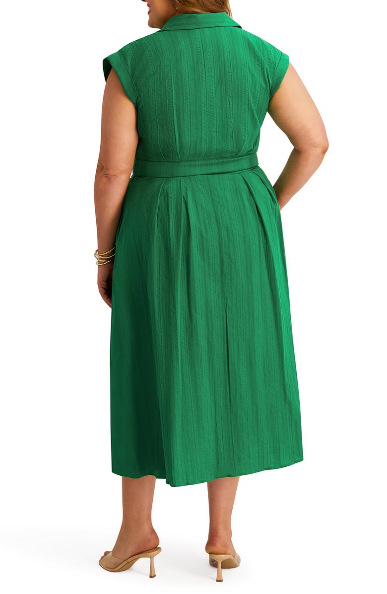 Kensie Pleated Cotton Maxi Dress, Alternate, color, Green