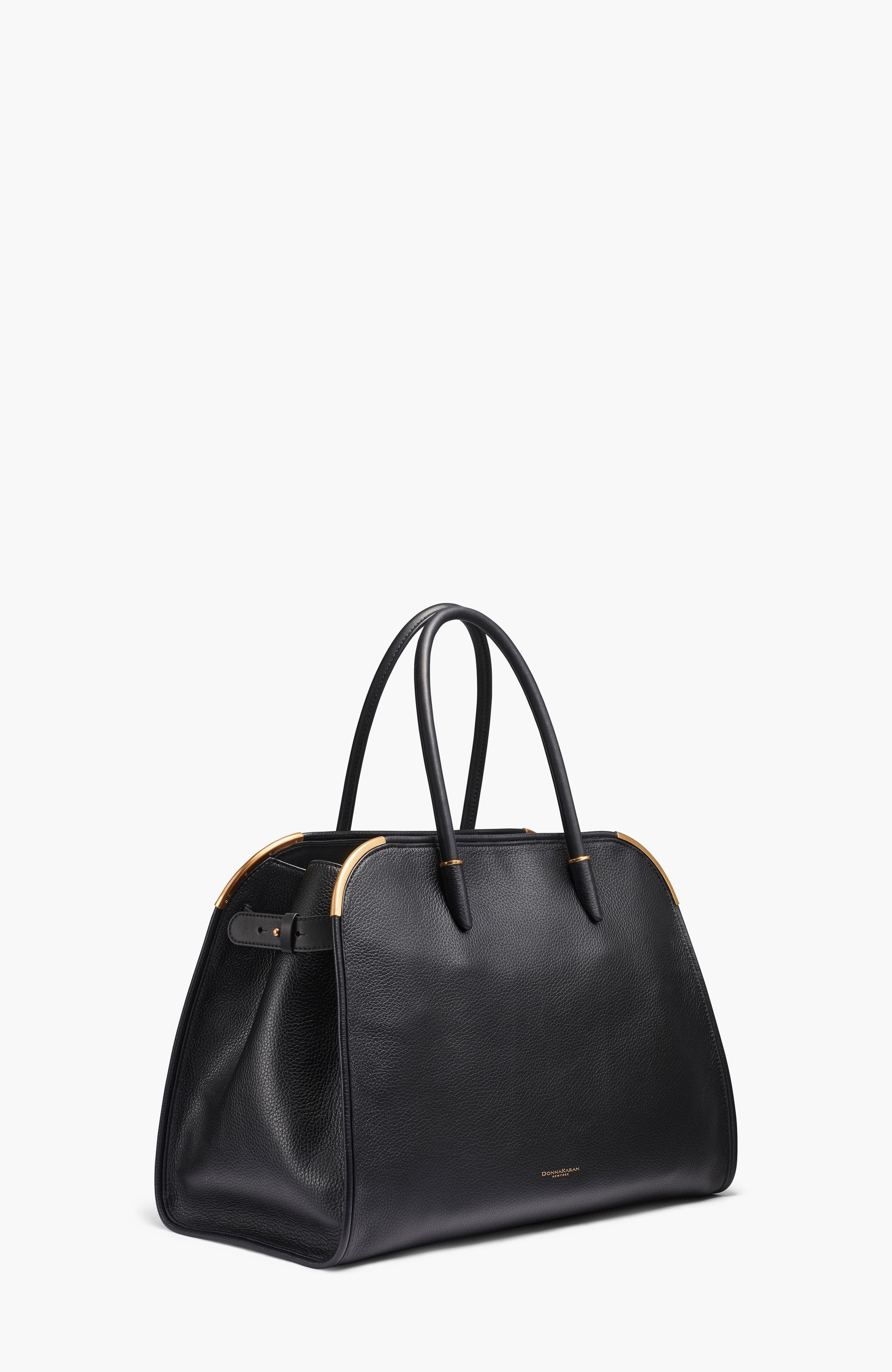 Donna Karan New York Satin Oversized Tote, Alternate, color, Black/Gold