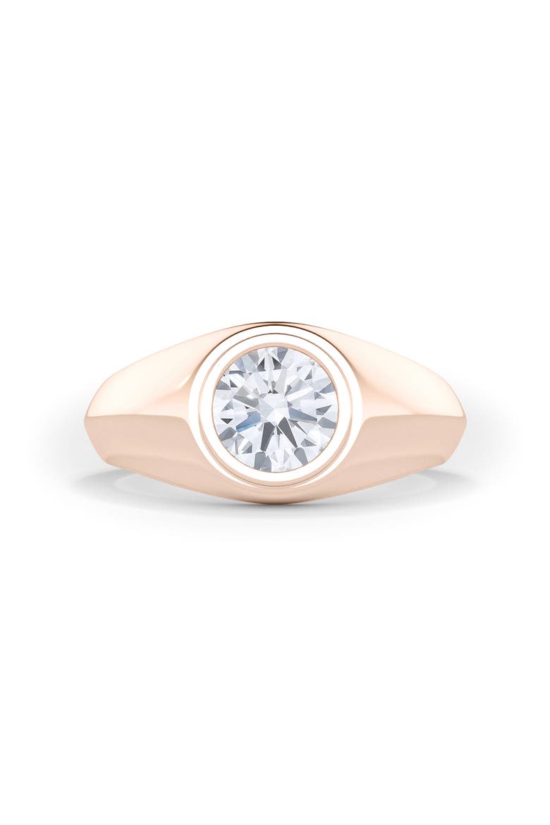 Men's Round Brilliant Lab Created Diamond Ring, Alternate, color, 18K ROSE GOLD
