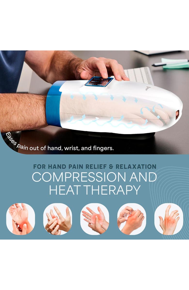 Lifepro Legra Plus Hand Massager with Heat and Compression Finger, Wrist, and Palm Massager with 5 and 6 Modes, Alternate, color, 5 Modes White