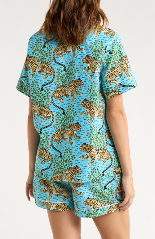 Printfresh Organic Cotton Poplin Short Sleeve Pajamas In Blue
