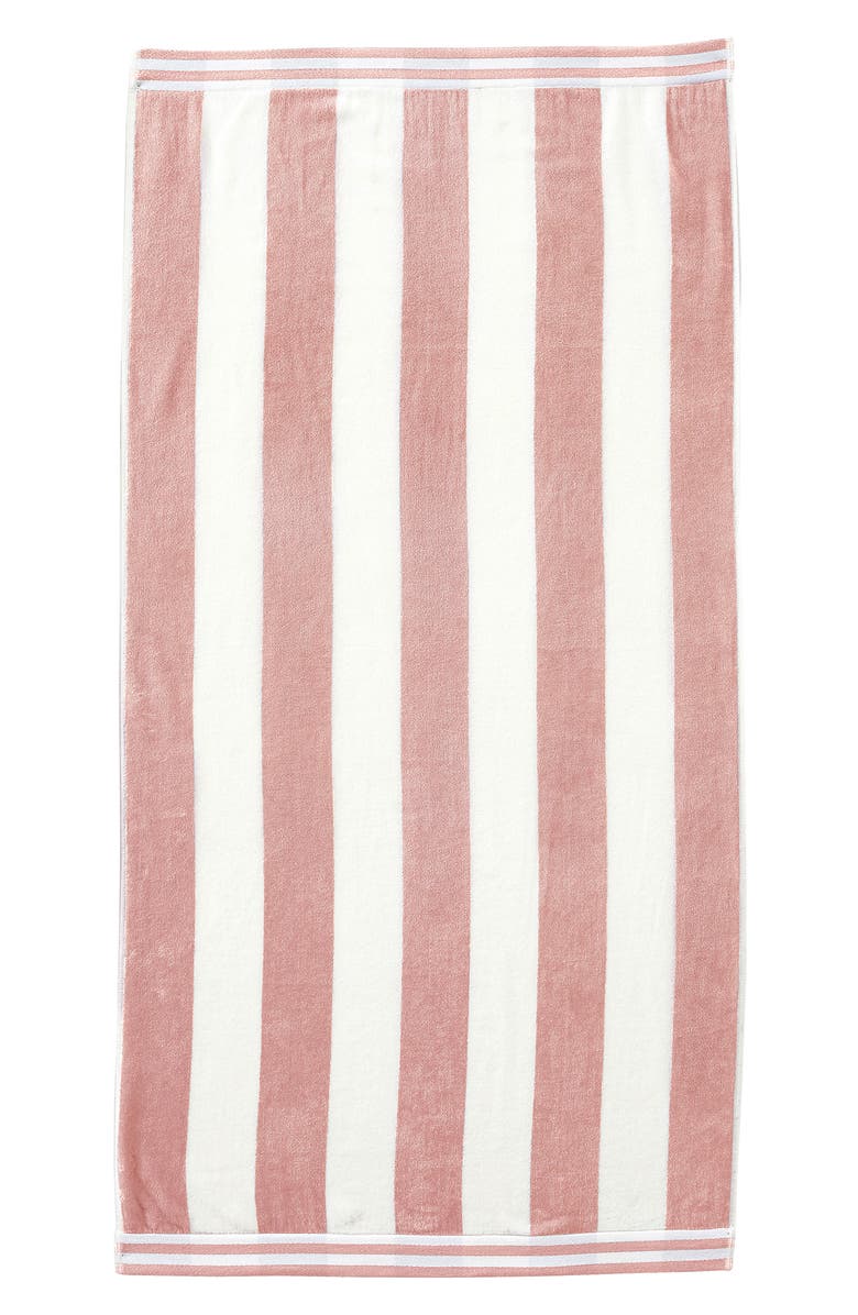 Woven & Weft Oversize Stripe Beach Towel, Main, color, Dusty Rose / White