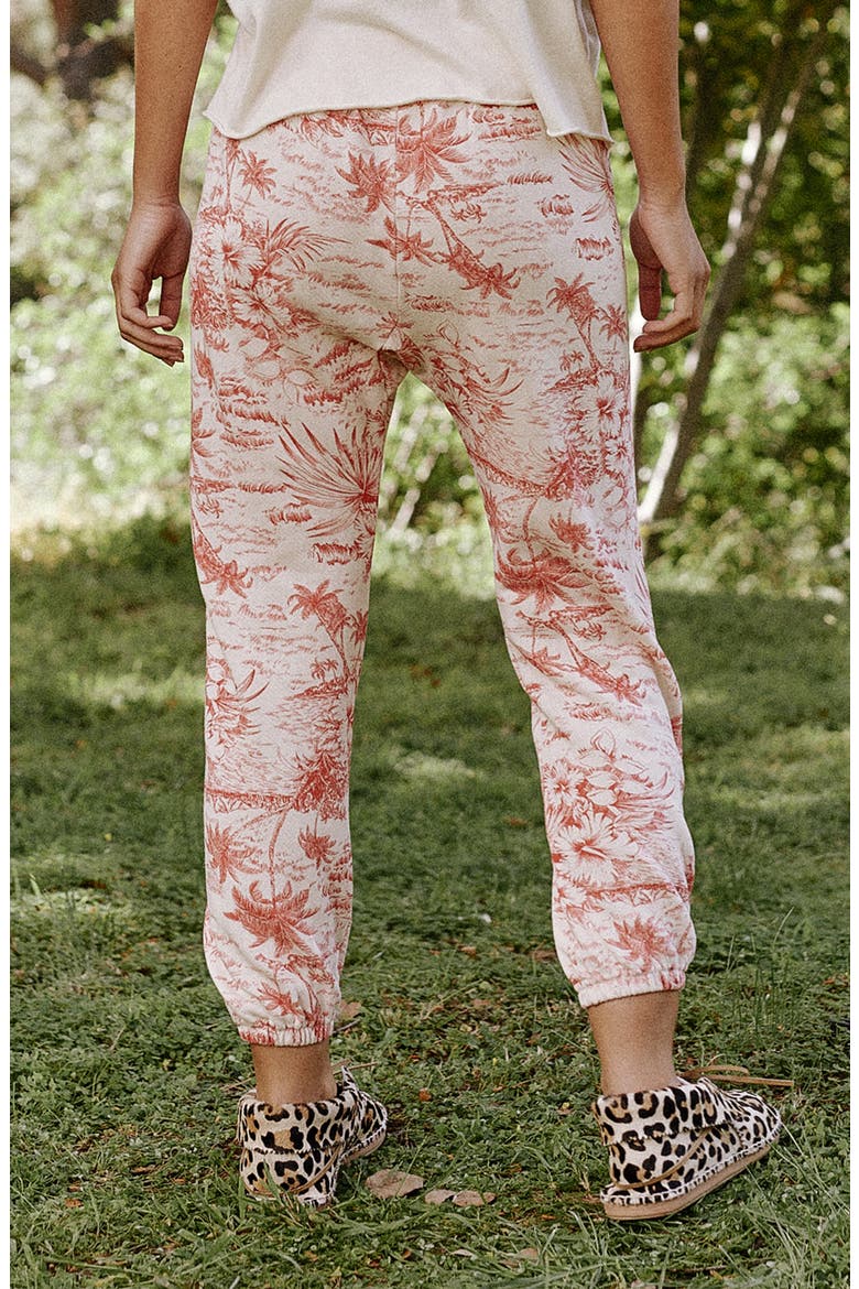 The Stadium Palm Print Crop Sweatpants, Alternate, color, WASHED WHITE W/ RED PALM PRINT