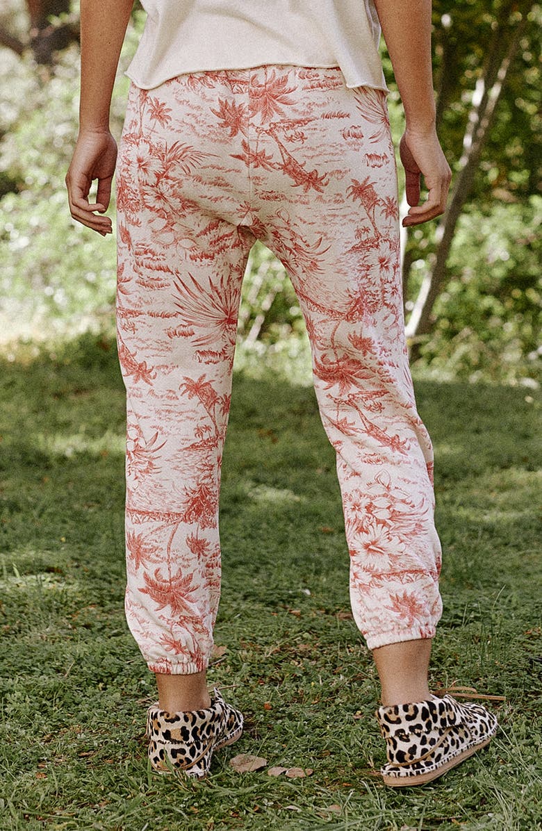 THE GREAT. The Stadium Palm Print Crop Sweatpants, Alternate, color, 