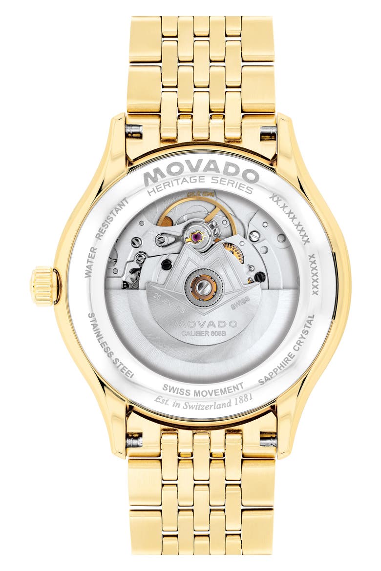 Calendoplan Automatic Bracelet Watch, 40mm, Alternate, color, WHITE