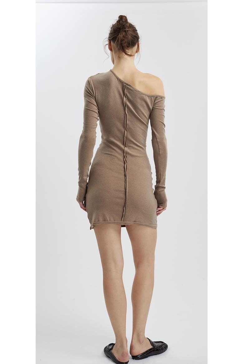 Pepper Mini Dress Off Shoulder, Alternate, color, BROWN